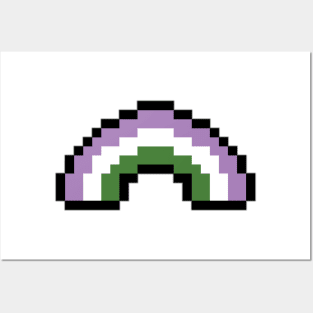 Pixel Rainbow Design in Genderqueer Pride Flag Colors Posters and Art